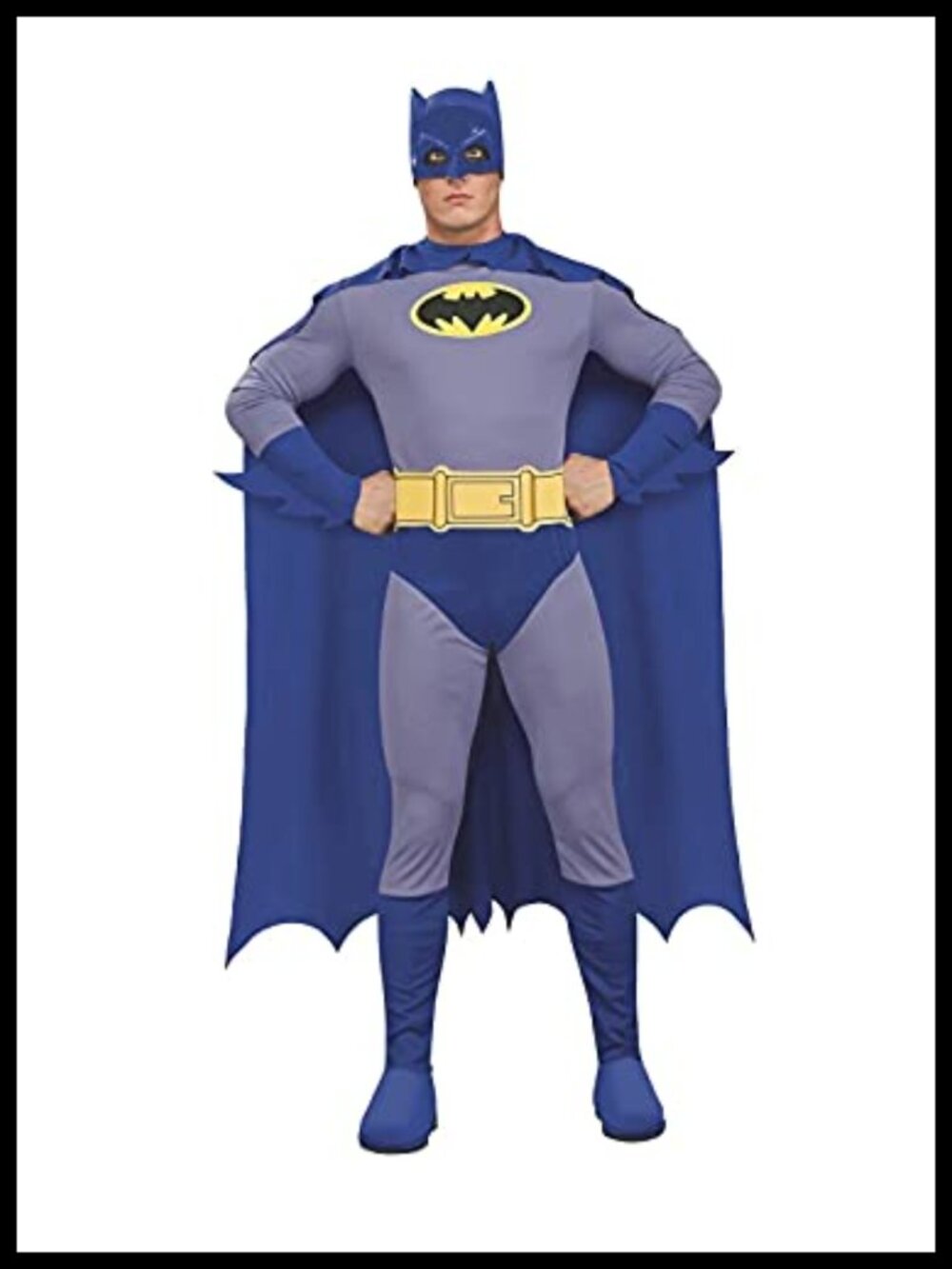 Men's Batman Brave Bold Adult Costume Jumpsuit Cape Mask Belt Cosplay Halloween